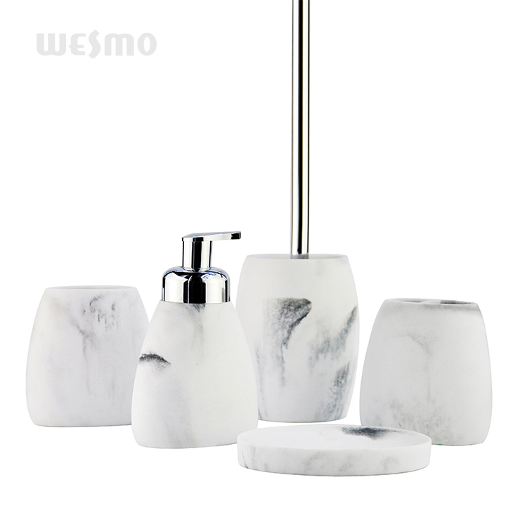Reasonable Price Custom-made 5pc Resin Marble Bathroom Ware And Accessories Sanitary